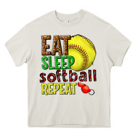 Cream eat sleep softball repeat Heavy Core Tee - texasbilliewilder