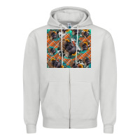 Dove Grey Thanksgiving Turkey sunflower turquoise Zipper Hoodie - NancyCooperArtShop