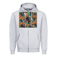 Heather Grey Thanksgiving Turkey sunflower turquoise Zipper Hoodie - NancyCooperArtShop