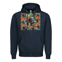 Navy Thanksgiving Turkey sunflower turquoise Zipper Hoodie - NancyCooperArtShop