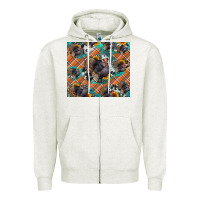 Oatmeal Heather Thanksgiving Turkey sunflower turquoise Zipper Hoodie - NancyCooperArtShop