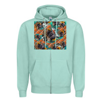 Seafoam Thanksgiving Turkey sunflower turquoise Zipper Hoodie - NancyCooperArtShop