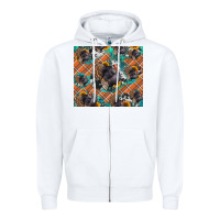 White Thanksgiving Turkey sunflower turquoise Zipper Hoodie - NancyCooperArtShop