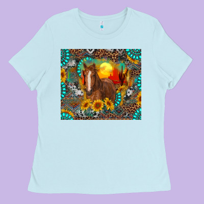 Ladies Tee western horse and desert tumbler