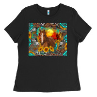 Black western horse and desert tumbler Ladies Tee - RanaPortraitStore