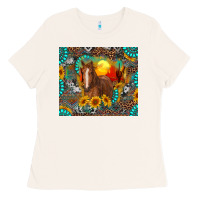 Bone western horse and desert tumbler Ladies Tee - RanaPortraitStore