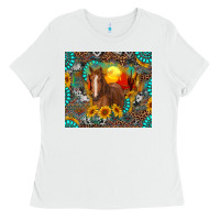 Western Horse And Desert Tumbler Ladies Tee | Teevron