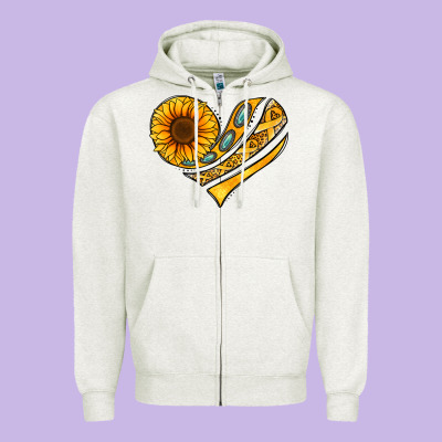 Childhood Cancer Awareness Heart Zipper Hoodie Designed By Nancycooperartshop