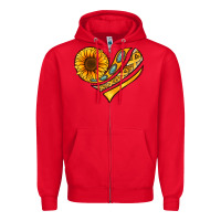 Red Childhood Cancer Awareness heart Zipper Hoodie - NancyCooperArtShop
