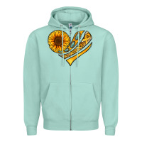 Seafoam Childhood Cancer Awareness heart Zipper Hoodie - NancyCooperArtShop