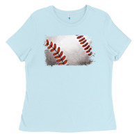 Baby Blue baseball brushstroke Ladies Tee - RanaPortraitStore