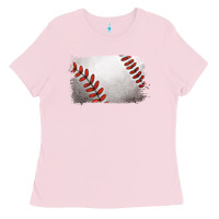 Bubblegum Pink baseball brushstroke Ladies Tee - RanaPortraitStore