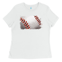 White baseball brushstroke Ladies Tee - RanaPortraitStore