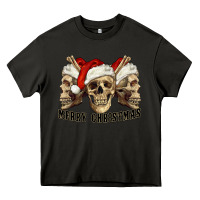 Asphalt Merry Christmas Skulls Heavy Core Tee - RanaPortraitStore