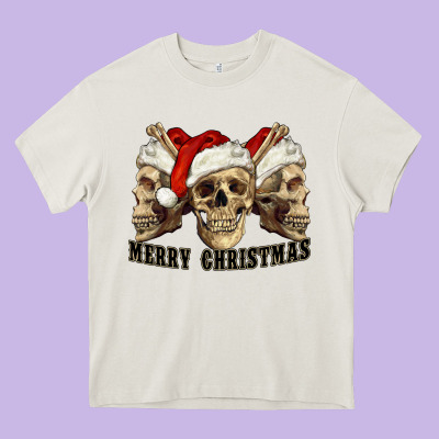 Heavy Core Tee Merry Christmas Skulls