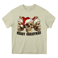 Mossy Merry Christmas Skulls Heavy Core Tee - RanaPortraitStore