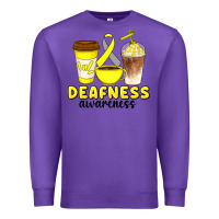 Purple deafness awareness coffee cups Premium Sweatshirt - Artiststas