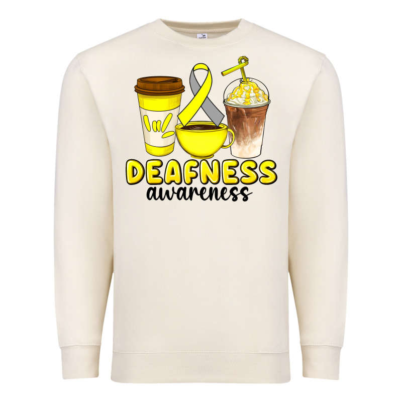 Deafness Awareness Coffee Cups Premium Sweatshirt by Artiststas | Teevron