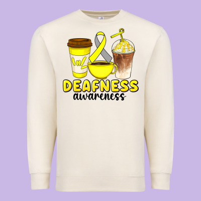 Deafness Awareness Coffee Cups Premium Sweatshirt Designed By Artiststas