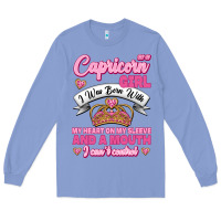 Colony Blue As A Capricorn Girl I Was Born With My Heart On My Sleeve And A Mouth Long Sleeve Tee - Jasminsmagicworld