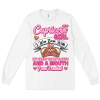 White As A Capricorn Girl I Was Born With My Heart On My Sleeve And A Mouth Long Sleeve Tee - Jasminsmagicworld