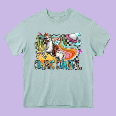 Cosmic Cowgirl Heavy Core Tee Designed By Zillion Design Studio