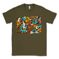 Army Green western cowhide horseshoe sunflower background Classic Tee - AdoDesignShop
