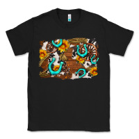 Black western cowhide horseshoe sunflower background Classic Tee - AdoDesignShop
