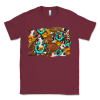 Burgundy western cowhide horseshoe sunflower background Classic Tee - AdoDesignShop
