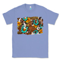 Colony Blue western cowhide horseshoe sunflower background Classic Tee - AdoDesignShop