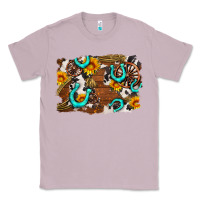 Lilac western cowhide horseshoe sunflower background Classic Tee - AdoDesignShop