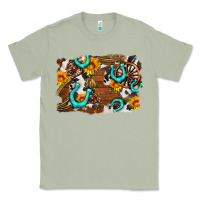 Matcha western cowhide horseshoe sunflower background Classic Tee - AdoDesignShop