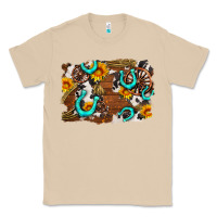 Mushroom western cowhide horseshoe sunflower background Classic Tee - AdoDesignShop