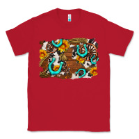 Red western cowhide horseshoe sunflower background Classic Tee - AdoDesignShop