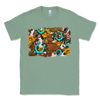Sage western cowhide horseshoe sunflower background Classic Tee - AdoDesignShop