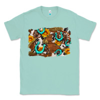 Seafoam western cowhide horseshoe sunflower background Classic Tee - AdoDesignShop