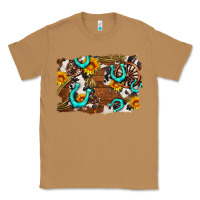 Toasted Coconut western cowhide horseshoe sunflower background Classic Tee - AdoDesignShop