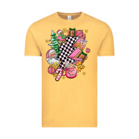 Vintage Mustard pink christmas lightning bolt Vintage Tee - AdoDesignShop