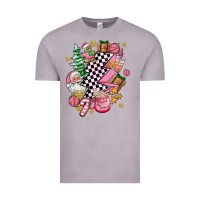 Pink Christmas Lightning Bolt Vintage Tee | Teevron