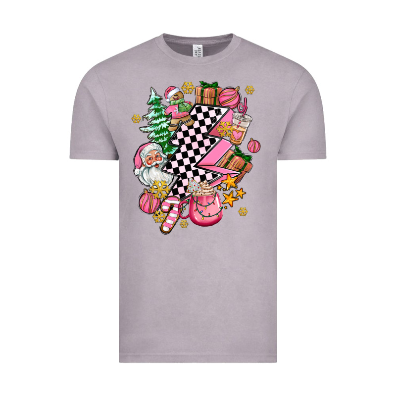 Pink Christmas Lightning Bolt Vintage Tee by AdoDesignShop | Teevron