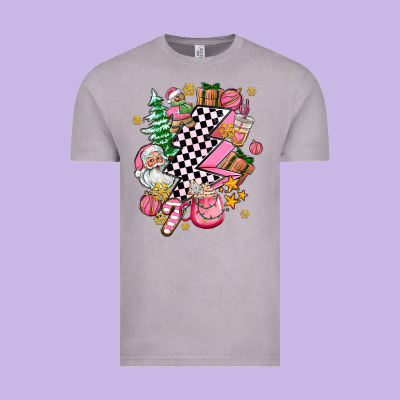 Pink Christmas Lightning Bolt Vintage Tee Designed By Adodesignshop