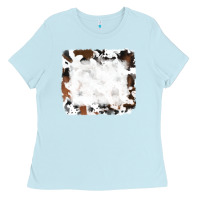 Baby Blue black and brown cowhide Ladies Tee - RanaPortraitStore