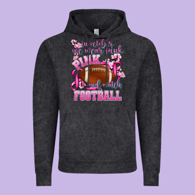 In October We Wear Pink And Watch Football Vintage Hoodie Designed By Adodesignshop