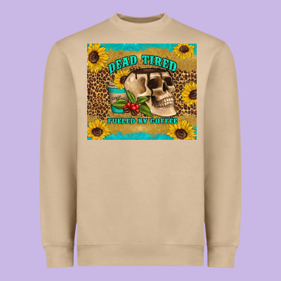 Dead Tired Fueled By Coffee Heavyweight Sweatshirt Designed By Artiststas
