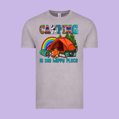 Camping Is My Happy  Place Vintage Tee Designed By Adodesignshop