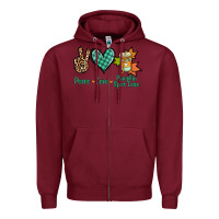 Burgundy Peace love pumpkin spice latte Zipper Hoodie - NancyCooperArtShop