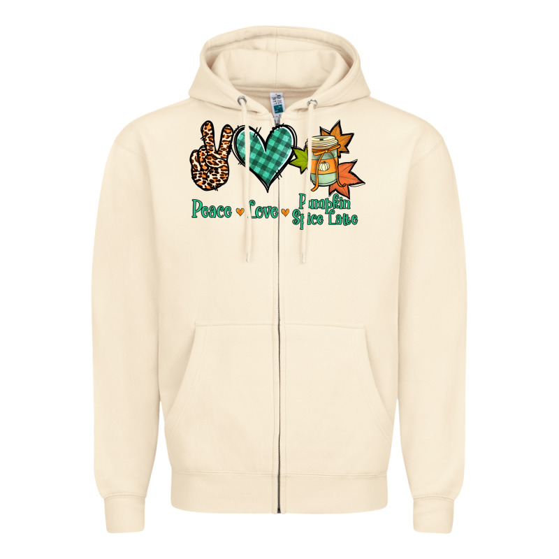 Peace Love Pumpkin Spice Latte Zipper Hoodie by NancyCooperArtShop | Teevron