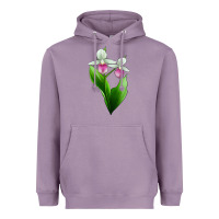 Pink And White Lady's Slipper Flower Heavyweight Hoodie | Teevron