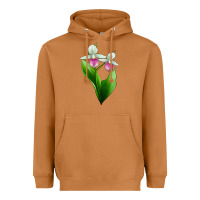 Meerkat Pink And White Lady's Slipper Flower Heavyweight Hoodie - LillyAllenDesigns