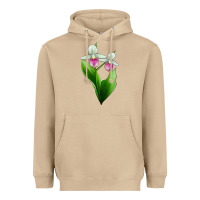 Mushroom Pink And White Lady's Slipper Flower Heavyweight Hoodie - LillyAllenDesigns
